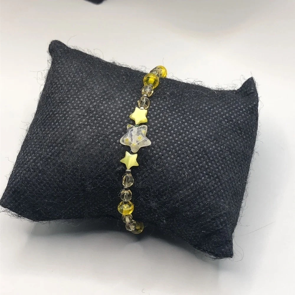 Vintage artisan millefiore star sterling clasp bracelet, small wrist.